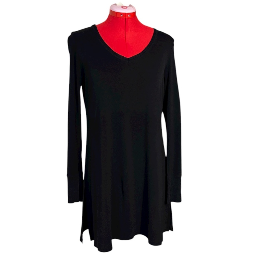 Eileen Fisher Black Silk Tunic Top Mini Dress Size Small